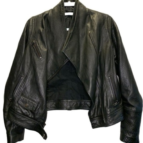Vince Black Leather Moto Jacket - Picture 1 of 8
